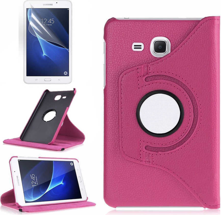Galaxy Tab 4 T280 Uyumlu Mnc Dönebilen Standlı Kılıf-Pembe Koyu