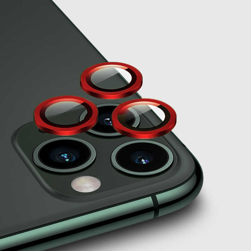 iPhone 12 Pro Uyumlu Mnc Cl-02 Kamera Lens Koruyucu-Kırmızı