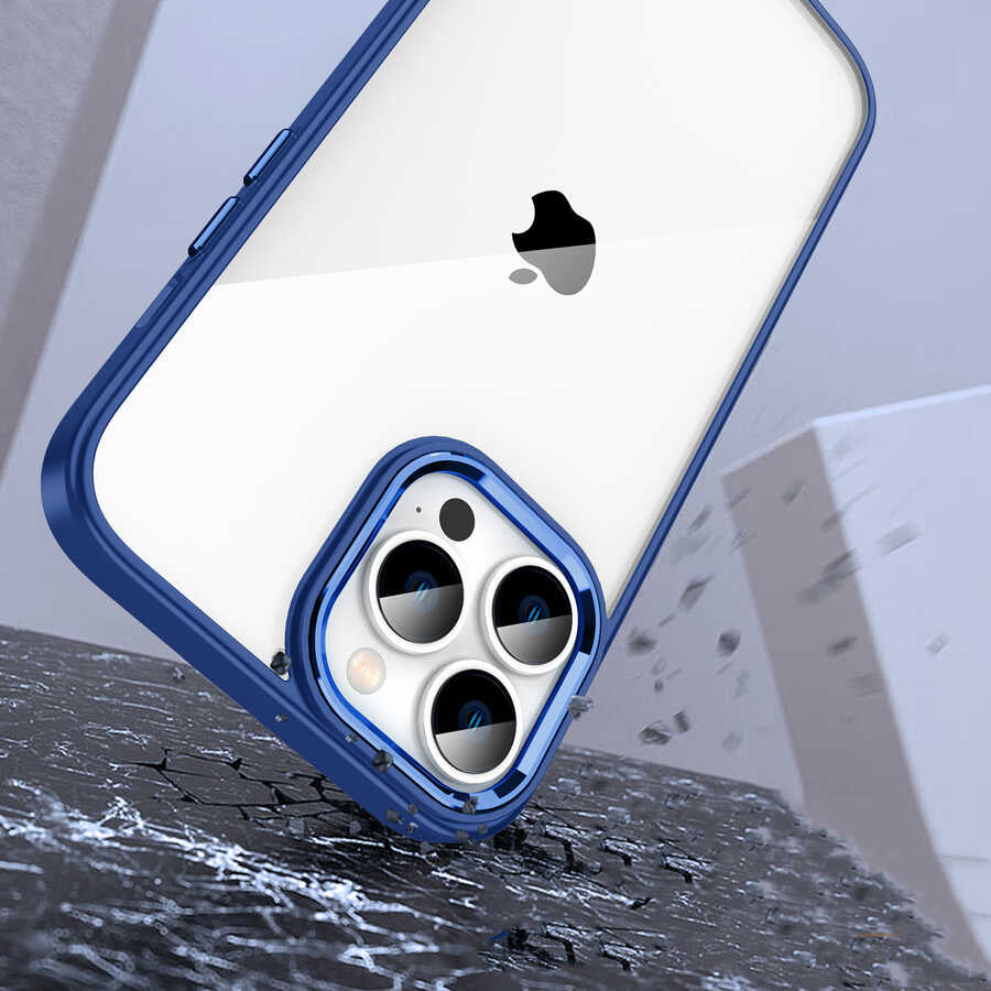 Apple iPhone 14 Pro Kılıf Mnc Flora Kapak-Sierra Mavi