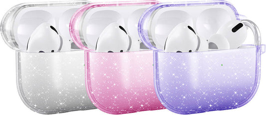 Airpods 3. Nesil Uyumlu Mnc Allstar Airbag 32 Parlayan Simli Saydam Renkli Kılıf-Pembe