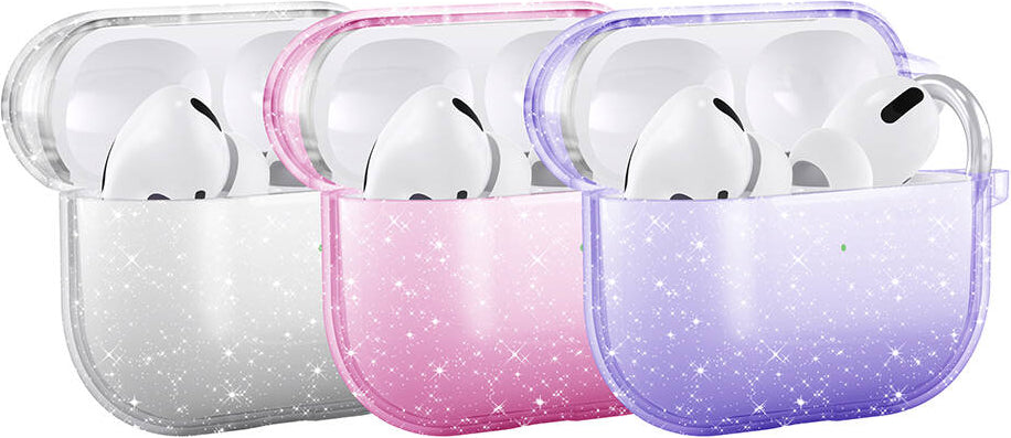 Airpods 3. Nesil Uyumlu Mnc Allstar Airbag 32 Parlayan Simli Saydam Renkli Kılıf-Pembe