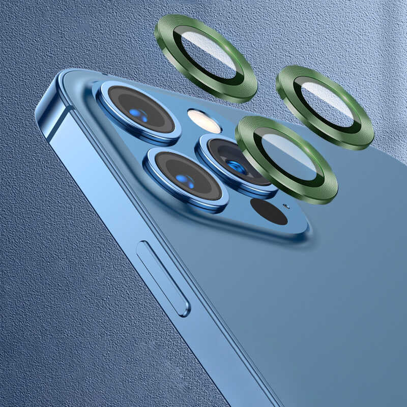 iPhone 11 Pro Max Uyumlu Mnc Cl-07 Kamera Lens Koruyucu-Koyu Yeşil
