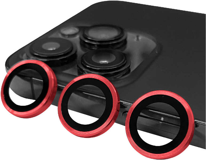 iPhone 14 Pro Uyumlu Mnc Cl-07 Kamera Lens Koruyucu-Kırmızı