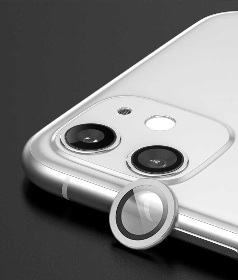 iPhone 11 Uyumlu Mnc Cl-07 Kamera Lens Koruyucu-Gümüş