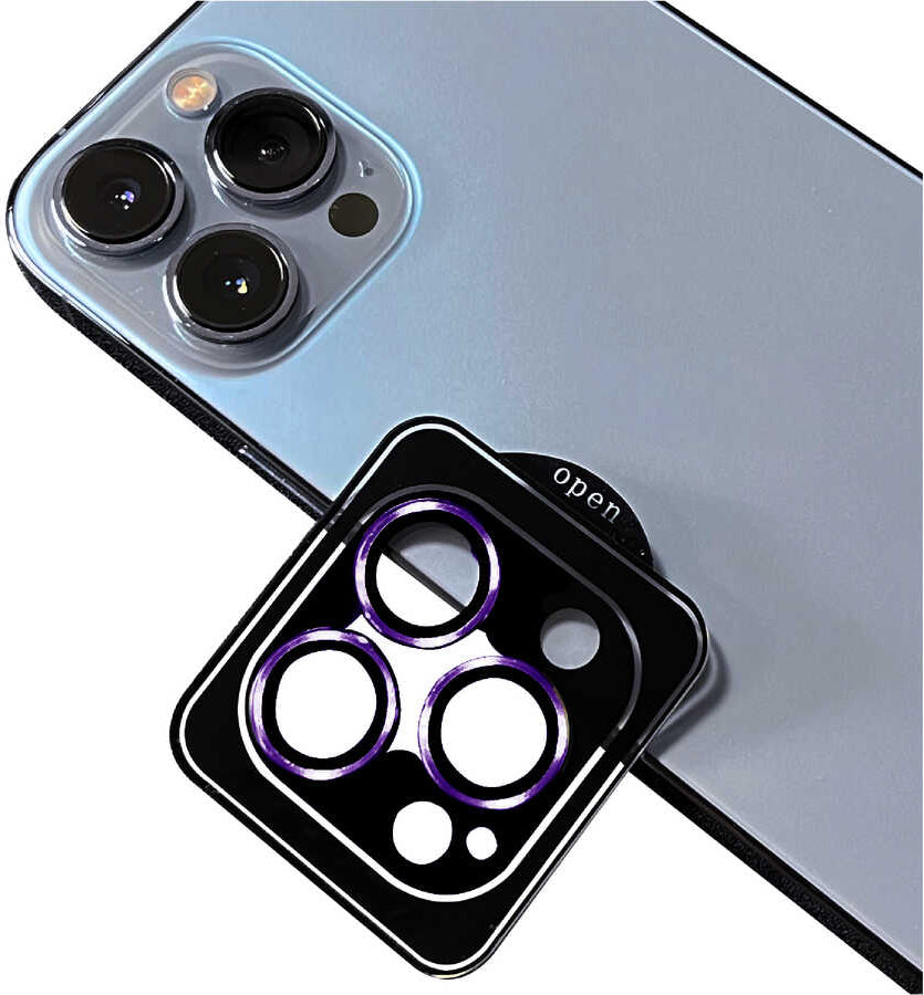 iPhone 14 Pro Max Uyumlu Mnc Cl-09 Kamera Lens Koruyucu-Koyu Mor