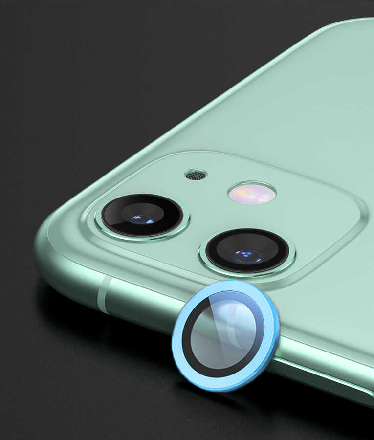 iPhone 12 Mini Uyumlu Mnc Cl-07 Kamera Lens Koruyucu-Mavi