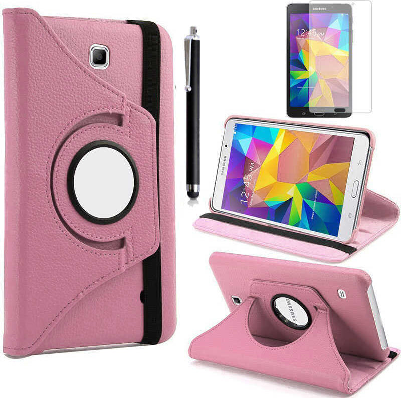 Galaxy Tab 4 7.0 T230 Uyumlu Mnc Dönebilen Standlı Kılıf-Pembe Açık