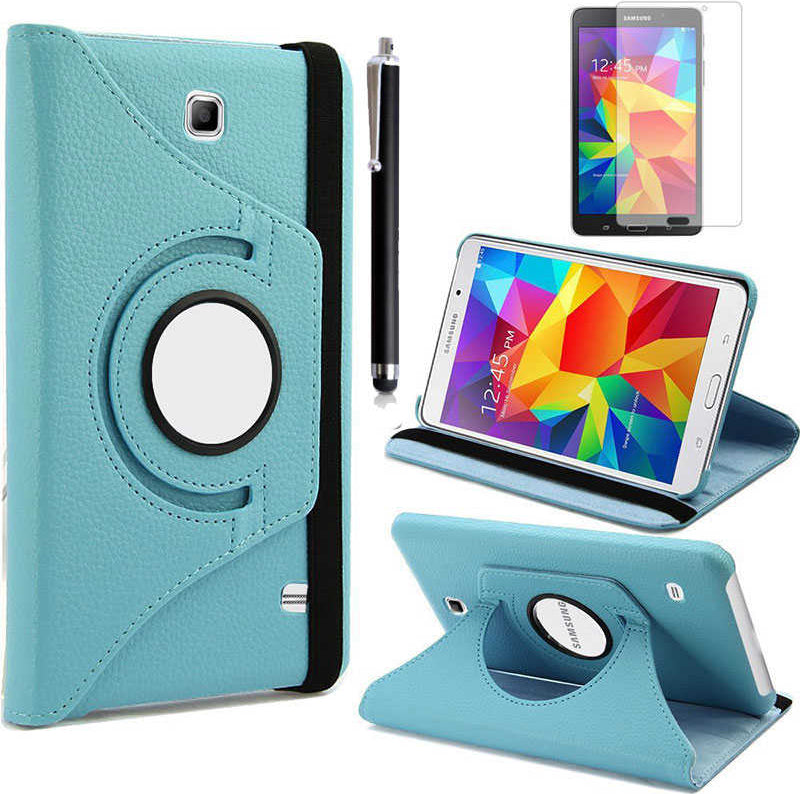 Galaxy Tab 4 7.0 T230 Uyumlu Mnc Dönebilen Standlı Kılıf-Mavi