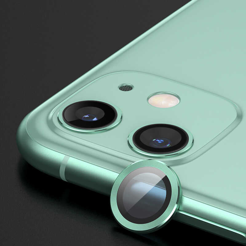 iPhone 12 Mini Uyumlu Mnc Cl-07 Kamera Lens Koruyucu-Açık Yeşil