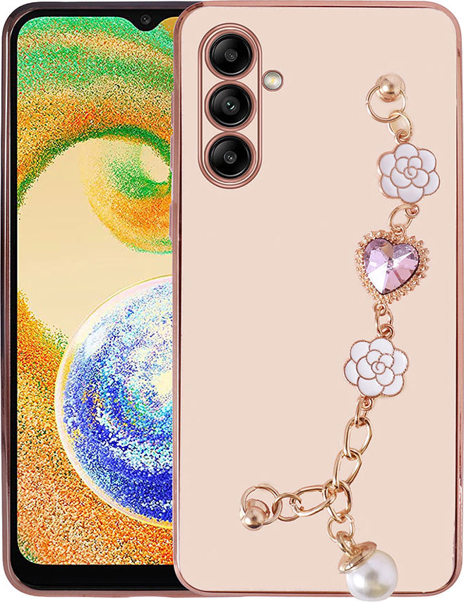 Galaxy A04S Kılıf El Tutamaçlı Kamera Korumalı Mnc Taka Silikon Kapak-Pembe