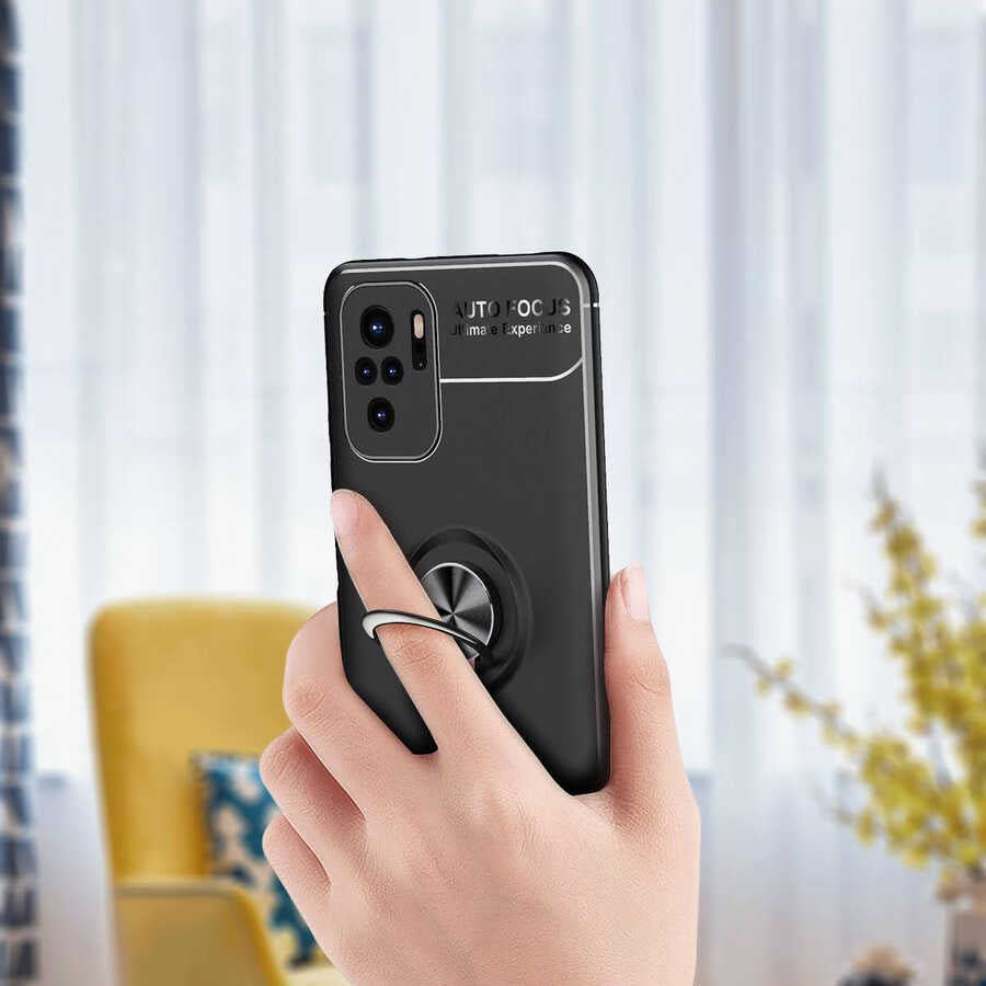 Xiaomi Redmi Note 10S Kılıf Mnc Ravel Silikon Kapak-Siyah-Kırmızı