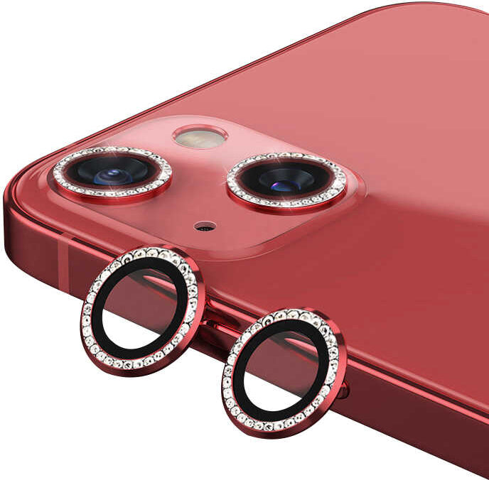 iPhone 13 Mini Uyumlu Mnc Cl-06 Kamera Lens Koruyucu-Kırmızı