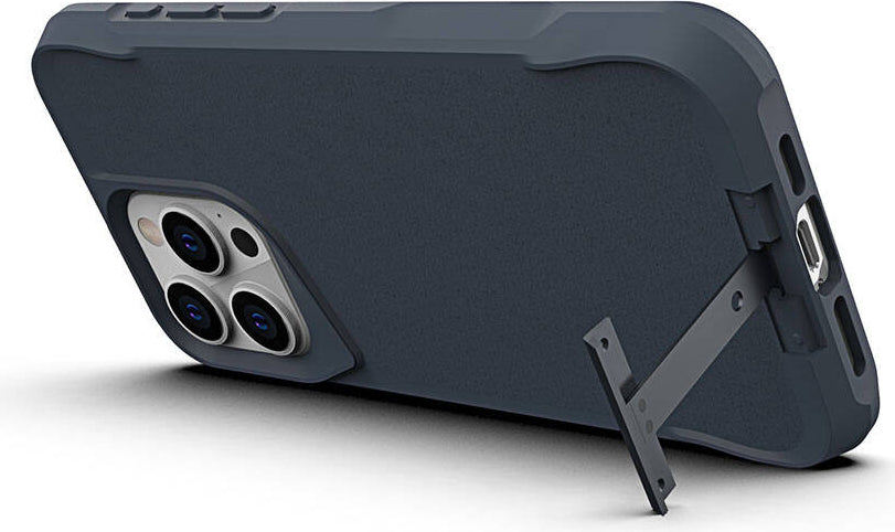 Apple iPhone 15 Pro Max Kılıf Mnc Airbag Kenarlı T-Max Mat Standlı Kapak-Lacivert