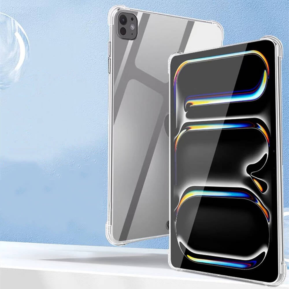 Apple iPad Pro 13 2024 Kılıf Uyumlu Mnc Tablet Nitro Anti Shock Silikon Kapak-Şeffaf