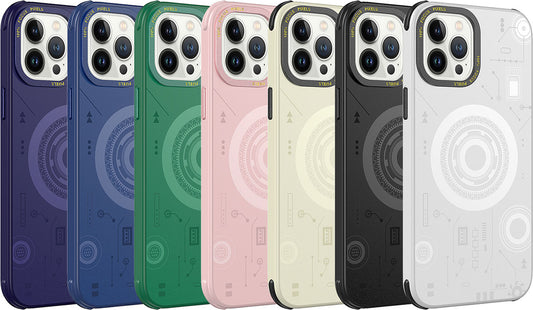 Apple iPhone 12 Pro Max Kılıf Mnc Wireless Şarj Özellikli Desenli Hot Kapak-Derin Mor