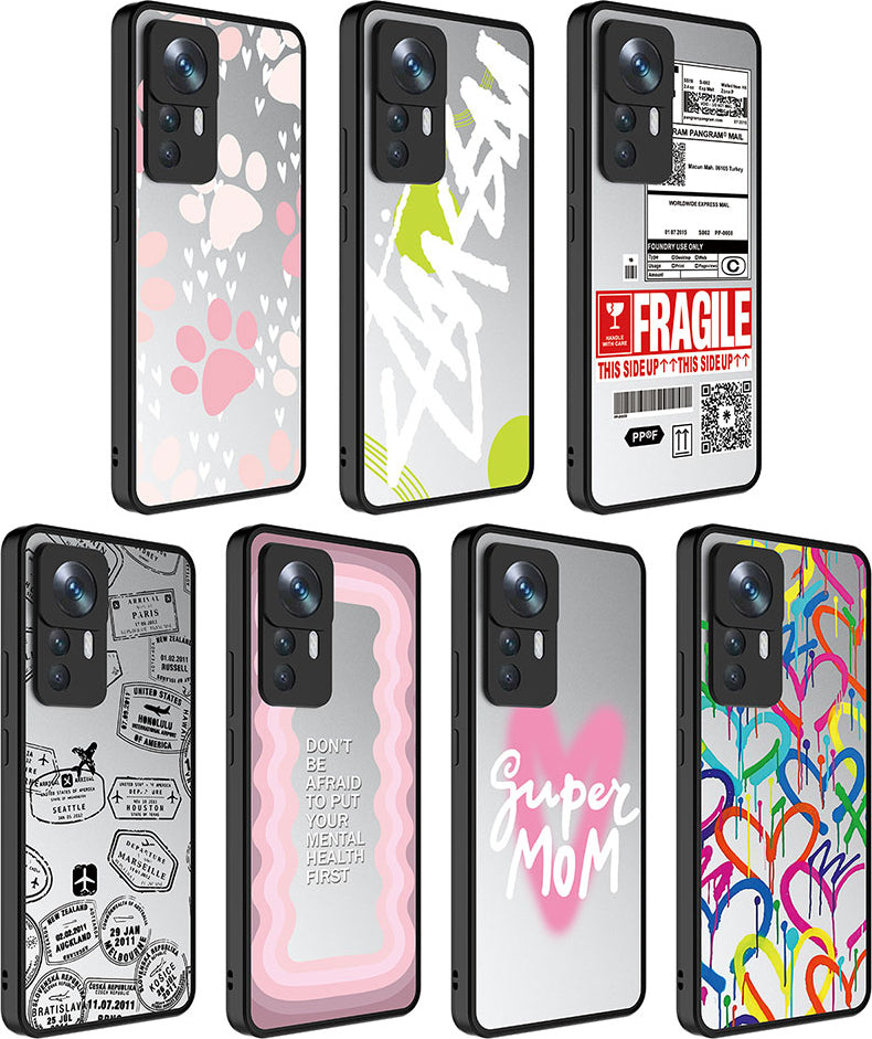 Xiaomi Mi 12T Kılıf Aynalı Desenli Kamera Korumalı Parlak Mnc Mirror Kapak-Seyahat