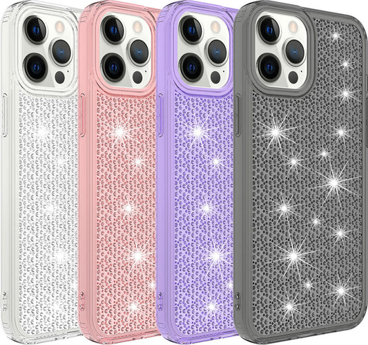 Apple iPhone 12 Pro Max Kılıf Airbagli Parlak Tasarımlı Mnc Snow Kapak-Mor