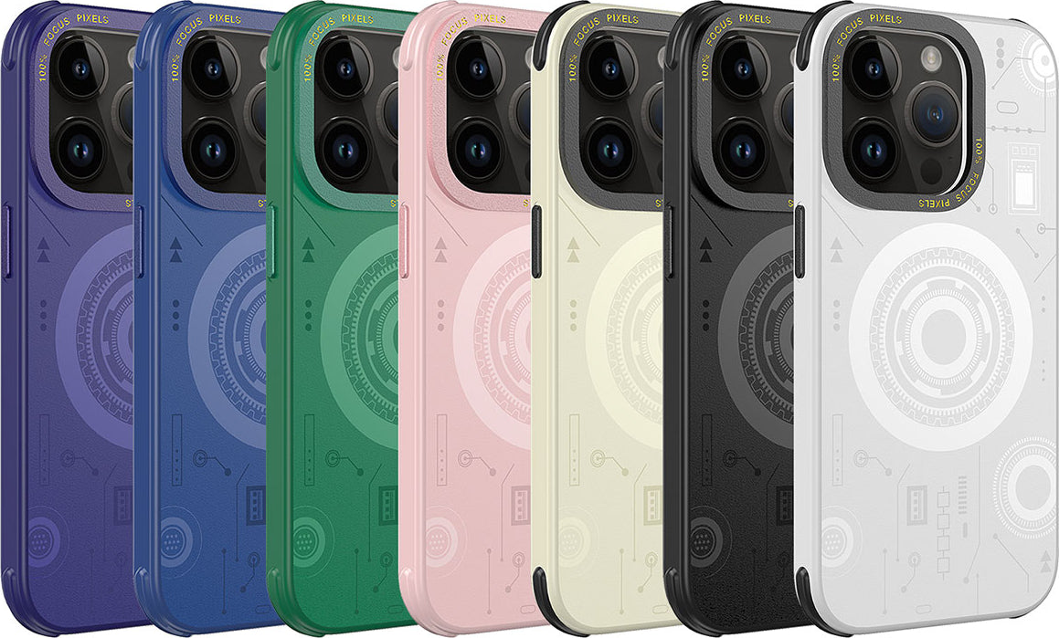 Apple iPhone 14 Pro Max Kılıf Mnc Wireless Şarj Özellikli Desenli Hot Kapak-Gold