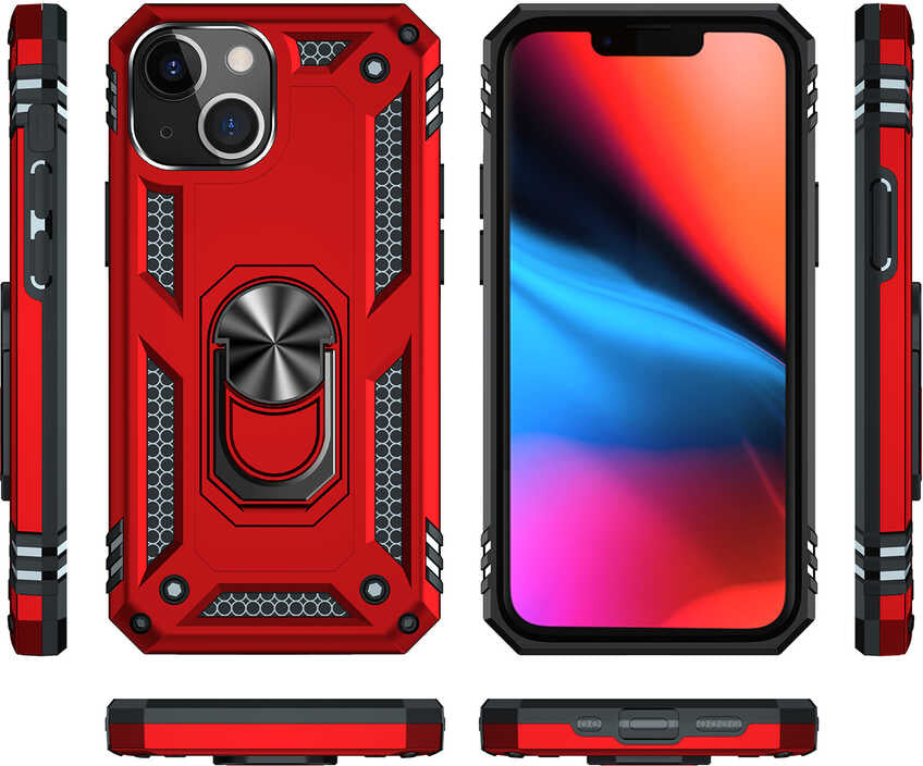 iPhone 13 Kılıf Mnc Vega Kapak-Kırmızı