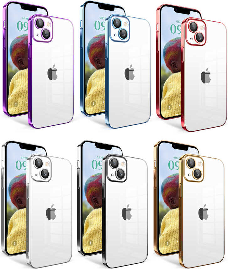 Apple iPhone 14 Kılıf Kamera Korumalı Renkli Çerçeveli Mnc Garaj Kapak-Gümüş