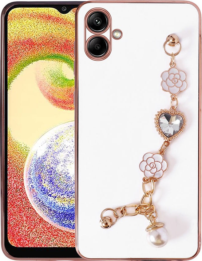 Galaxy A04 Kılıf El Tutamaçlı Kamera Korumalı Mnc Taka Silikon Kapak-Beyaz