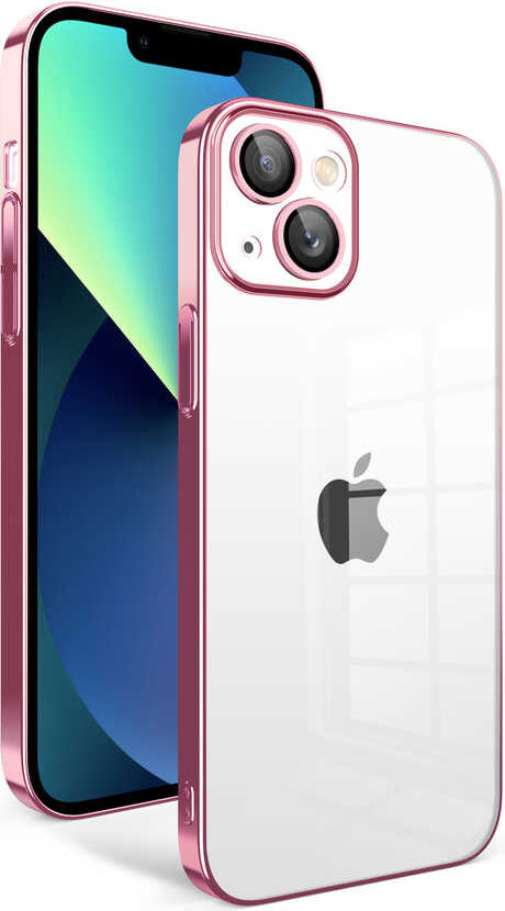 iPhone 13 Uyumlu Kamera Korumalı Renkli Çerçeveli Mnc Garaj Kapak-Gümüş