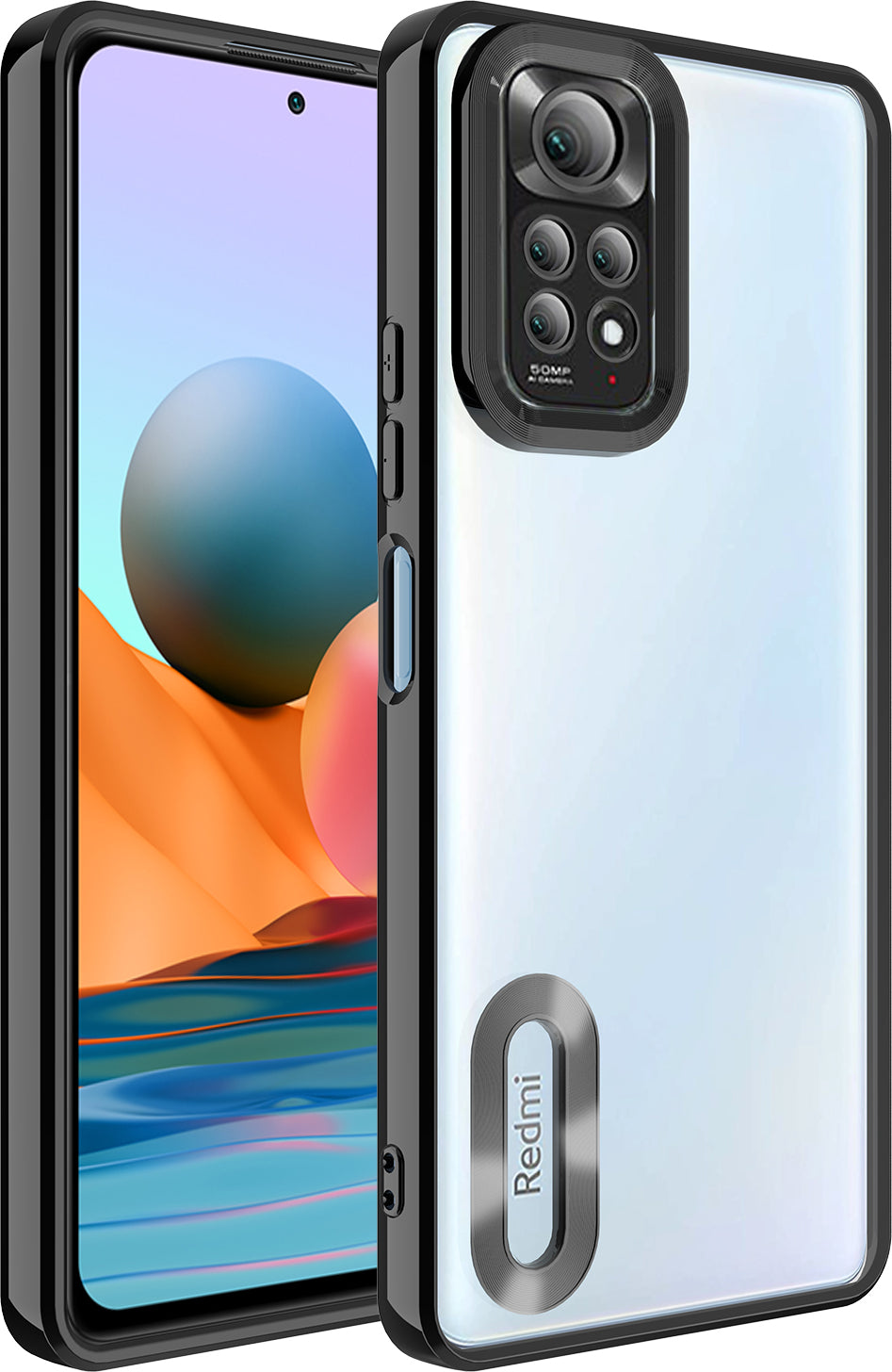 Xiaomi Redmi Note 11 Global Kılıf Kamera Korumalı Logo Gösteren Mnc Omega Kapak-Siyah