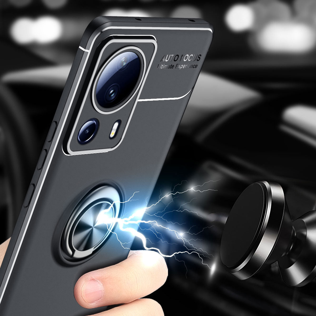 Xiaomi Mi 13 Lite Kılıf Mnc Ravel Silikon Kapak-Siyah-Mavi