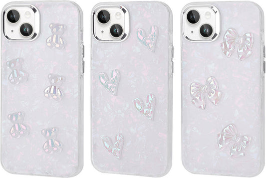 Apple iPhone 14 Kılıf Kabartma Figürlü Parlak Mnc Eralli Silikon Kapak-Ayı