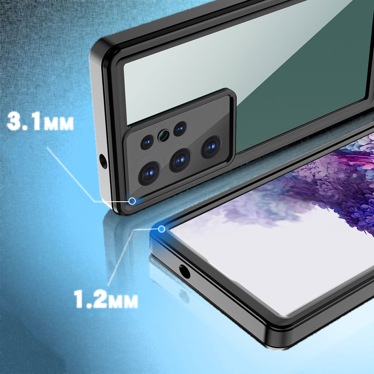 Galaxy S23 Ultra Kılıf 1-1 Su Geçirmez Kılıf-Siyah