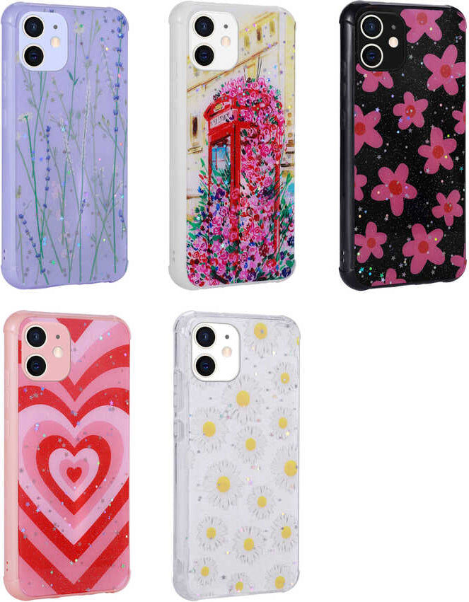 iPhone 11 Kılıf Simli Desenli Kamera Korumalı Parlak Mnc Popy Kapak-Kulübe