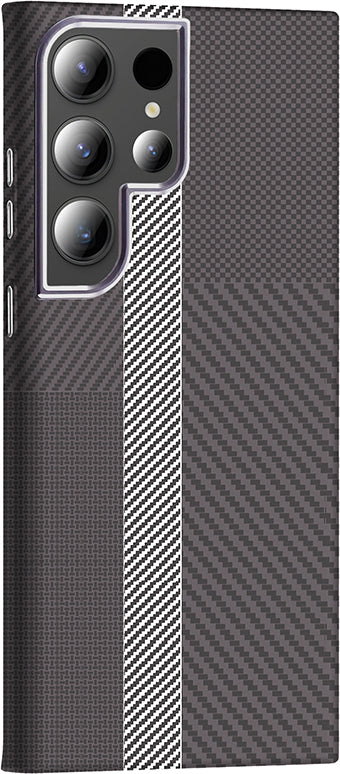 Galaxy S23 Ultra Kılıf M-Safe Şarj Özellikli Karbon Fiber Görünümlü Mnc Gros Kapak - Siyah