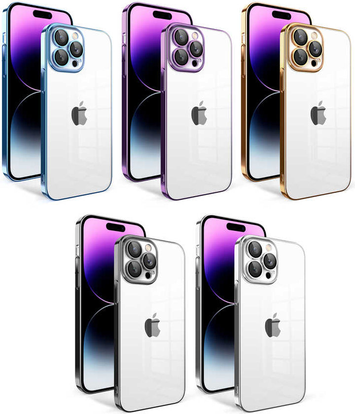 Apple iPhone 14 Pro Max Kılıf Kamera Korumalı Renkli Çerçeveli Mnc Garaj Kapak-Koyu Mor