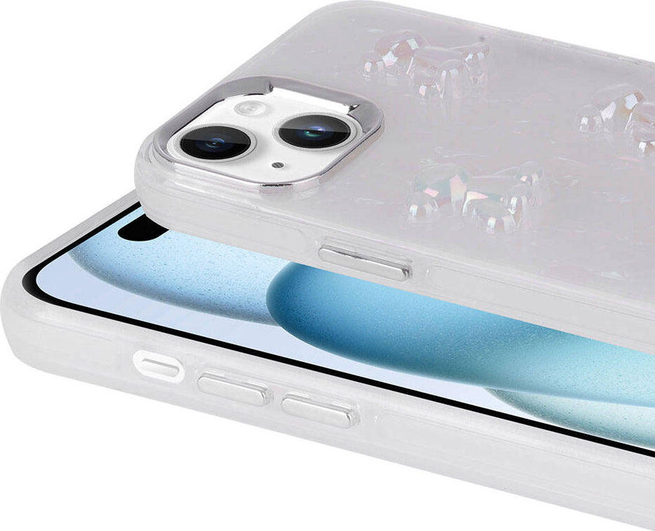 Apple iPhone 13 Kılıf Kabartma Figürlü Parlak Mnc Eralli Silikon Kapak-Ayı