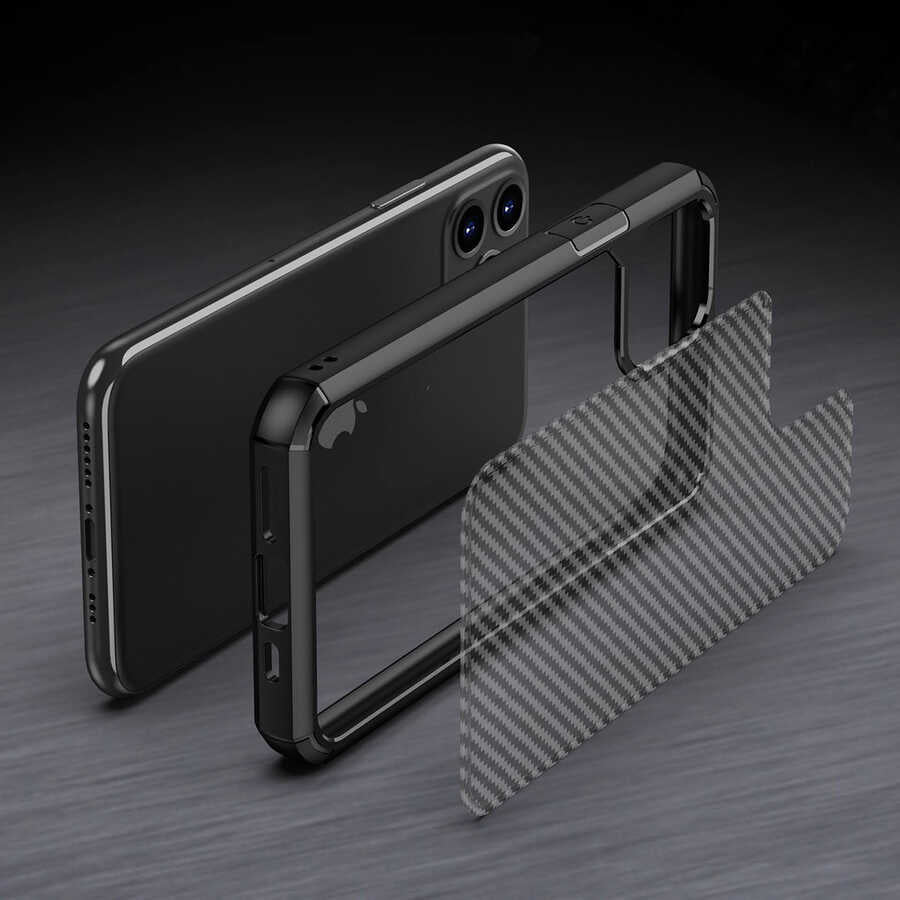 iPhone 11 Uyumlu Mnc Inoks Kapak-Siyah