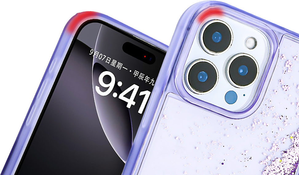 iPhone 14 Pro Max Uyumlu Kılıf Sıvılı Simli Şeffaf Arka Yüzey Mnc Keto Silikon Kapak-Gümüş