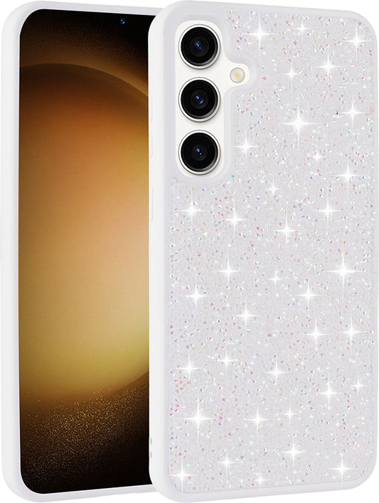 Galaxy S24 Fe Kılıf Parlak Taşlı Tasarım Mnc Pırlanta Kapak - Gold
