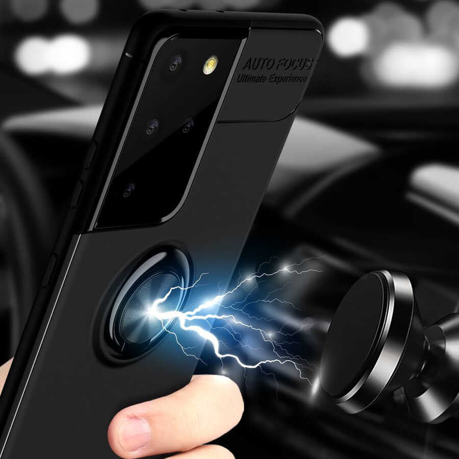 Galaxy S21 Ultra Kılıf Mnc Ravel Silikon Kapak-Siyah-Mavi