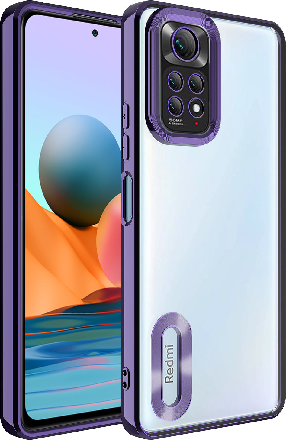 Xiaomi Redmi Note 11S Global Kılıf Kamera Korumalı Logo Gösteren Mnc Omega Kapak-Derin Mor