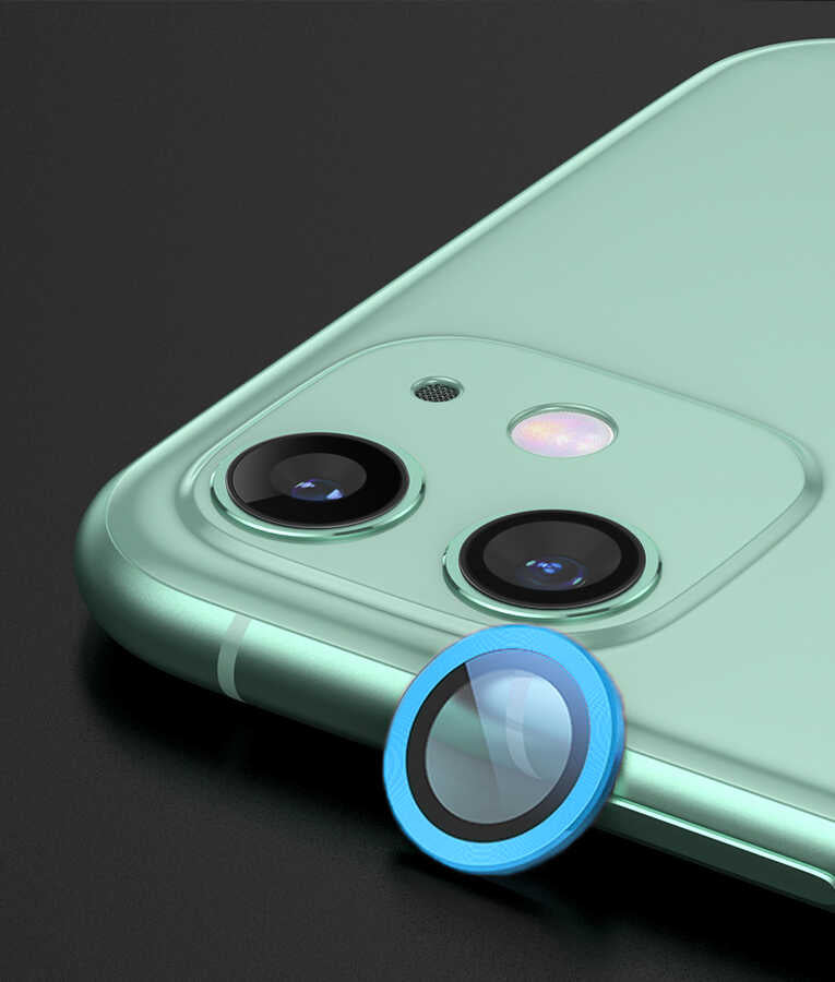 iPhone 12 Mini Uyumlu Mnc Cl-02 Kamera Lens Koruyucu-Mavi