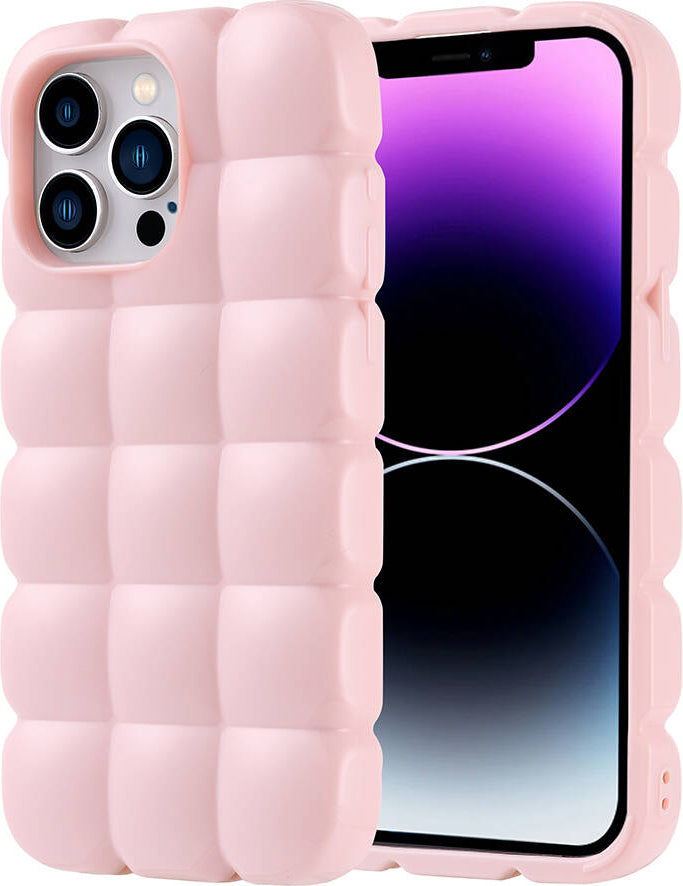 Apple iPhone 14 Pro Max Kılıf Parlak Esnek Silikon Mnc Dom Dom Kapak-Pembe