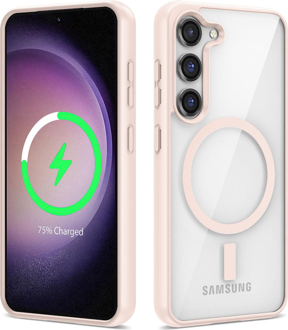 Galaxy S23 Plus Kılıf Magsafe Wireless Şarj Özellikli Silikon Mnc Ege Kapak-Pembe
