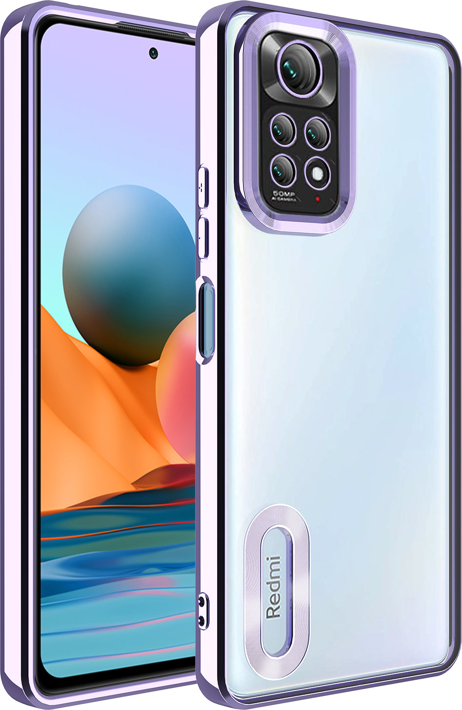 Xiaomi Redmi Note 11 Global Kılıf Kamera Korumalı Logo Gösteren Mnc Omega Kapak-Lila