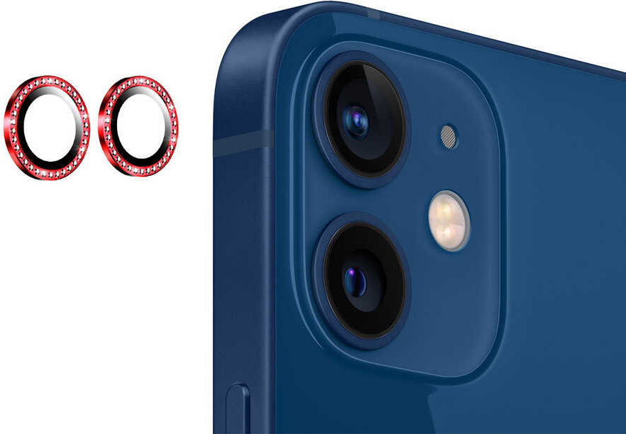 iPhone 12 Mini Uyumlu Mnc Cl-06 Kamera Lens Koruyucu-Kırmızı