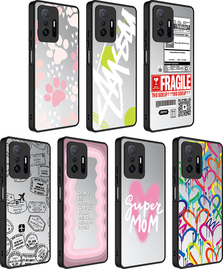 Xiaomi Mi 11T Pro 5g Kılıf Aynalı Desenli Kamera Korumalı Parlak Mnc Mirror Kapak-Süper Anne