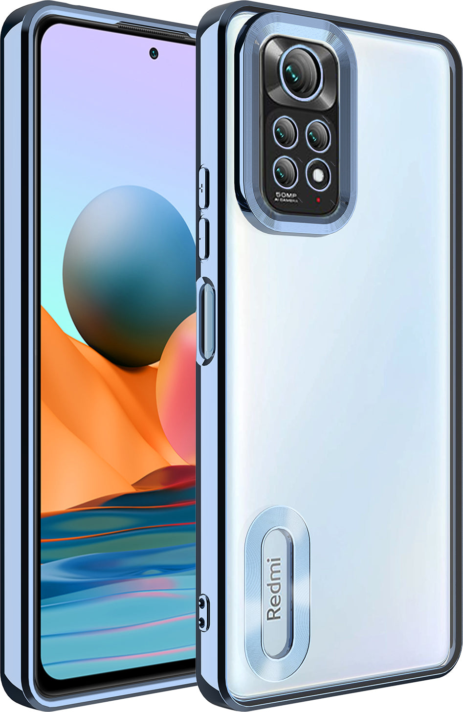 Xiaomi Redmi Note 11 Global Kılıf Kamera Korumalı Logo Gösteren Mnc Omega Kapak-Sierra Mavi