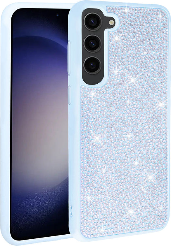 Galaxy S23 Plus Kılıf Parlak Taşlı Tasarım Mnc Ston Kapak-Mavi Açık