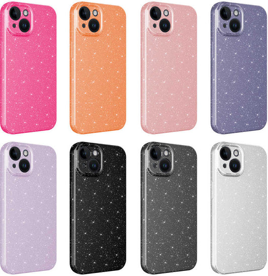 Apple iPhone 13 Kılıf Kamera Korumalı Simli Lüks Mnc Koton Kapak-Pembe Koyu