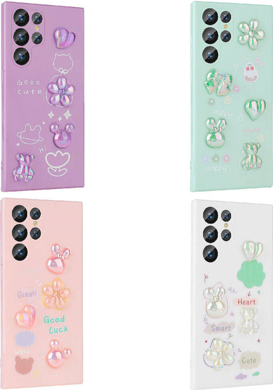Galaxy S22 Ultra Kılıf Kabartma Figürlü Parlak Mnc Toys Silikon Kapak-Mor