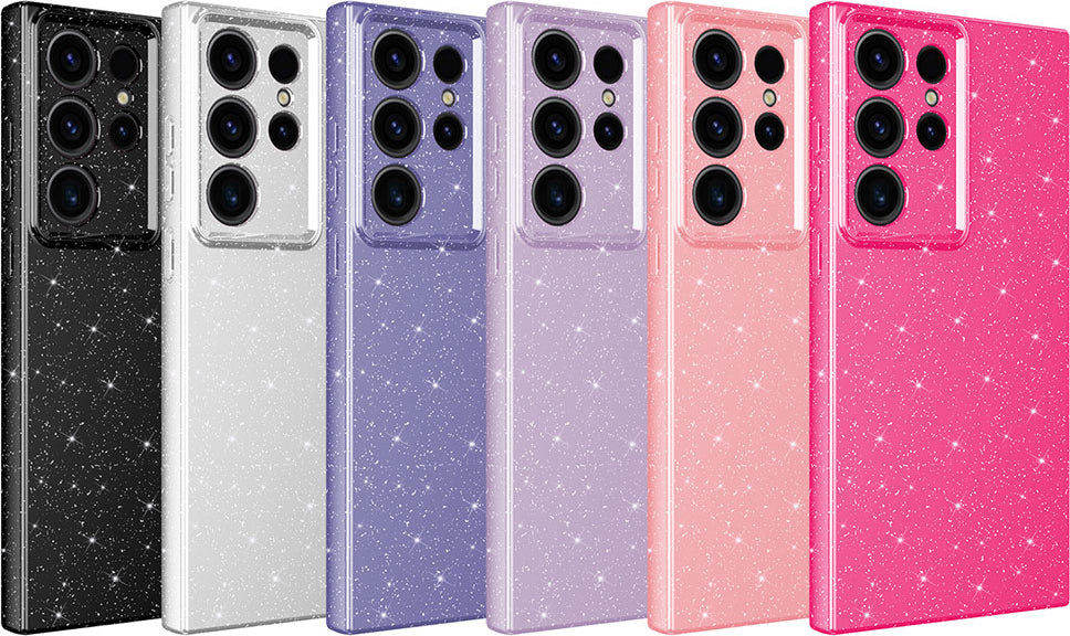 Galaxy S23 Ultra Kılıf Kamera Korumalı Simli Lüks Mnc Koton Kapak-Pembe Koyu